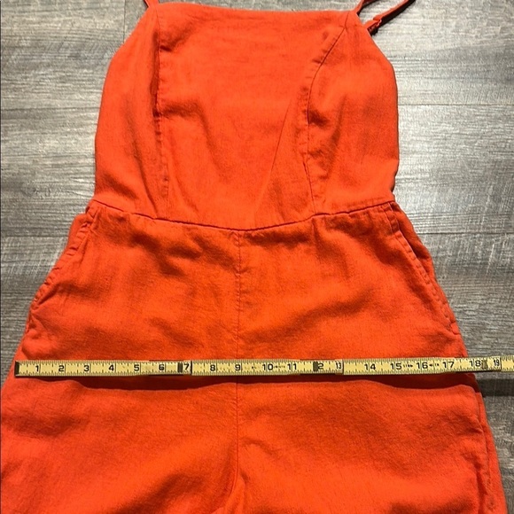 Old Navy dark salmon Orange Sleeveless linen jumpsuit with pockets size small - Picture 10 of 12
